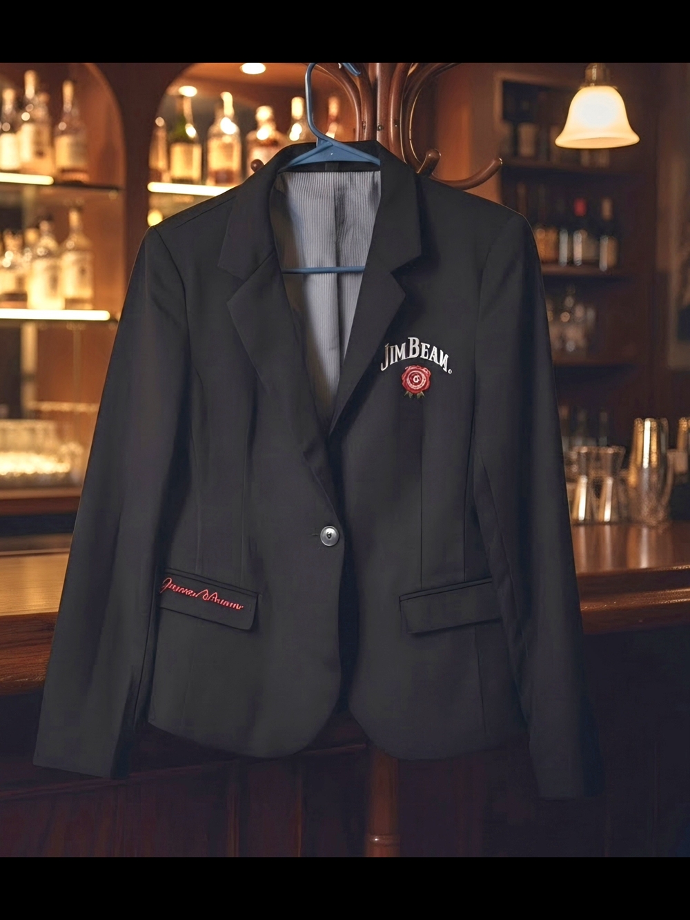 Jim Beam Women's Black Branded Blazer Jacket